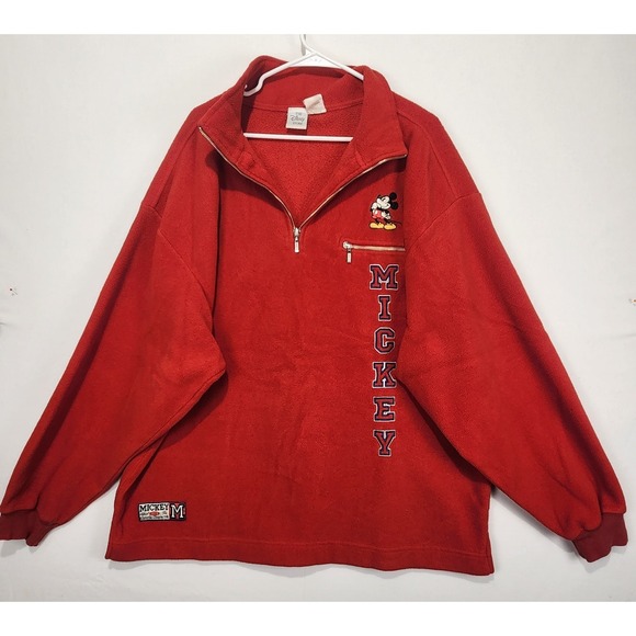 The Disney Store Vintage Men's 1/4 Zip Fleece Pullover Sweatshirt Red Size XL - Picture 1 of 8